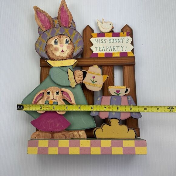 Vintage Easter Sign Standing Decorative Bunny Tea Party 3D - Picture 8 of 9